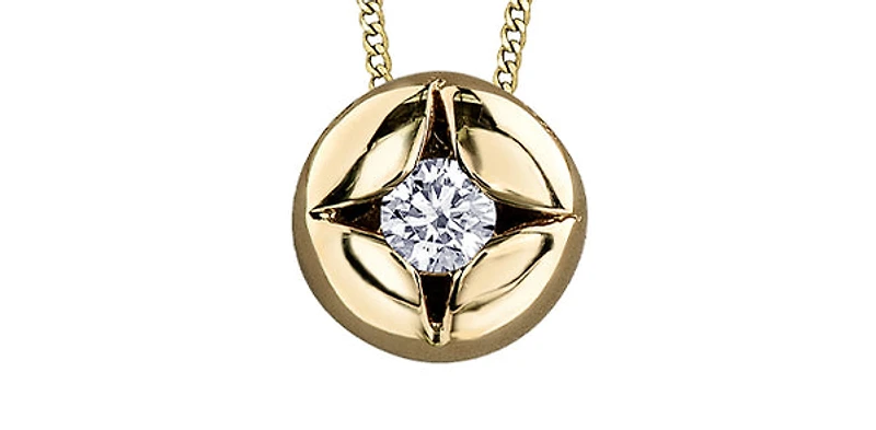 10K Yellow Gold 0.06 cttw Canadian Diamond Necklace, 18"