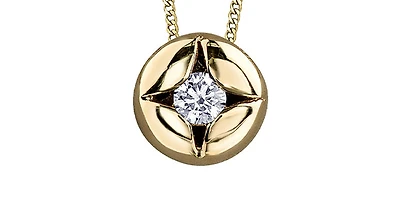 10K Yellow Gold 0.06 cttw Canadian Diamond Necklace, 18"