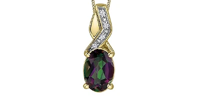 10K Yellow Gold Mystic Topaz & Diamond Necklace