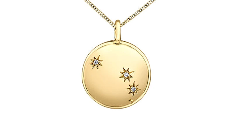 10K Yellow Gold 0.01cttw Diamond Aries Zodiac Pendant 18''