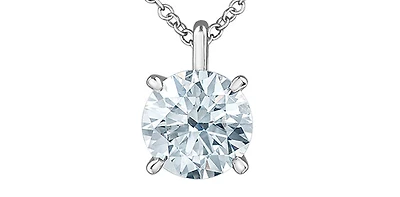 14K White Gold 2.11cttw Lab Grown Diamond Solitaire Necklace with Rolo Chain (Lobster Clasp) - Adjustable 16 - 18 Inches