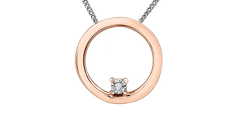 10K White & Rose Gold 0.005 cttw Diamond Necklace