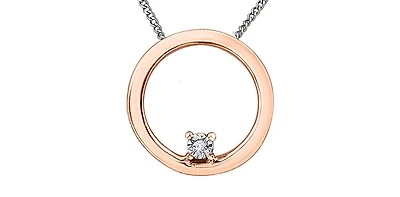 10K White & Rose Gold 0.005 cttw Diamond Necklace