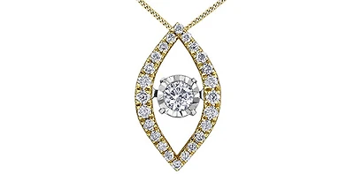 10K Yellow Gold 0.22cttw Diamond Pulse Pendant, 18"