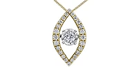 10K Yellow Gold 0.22cttw Diamond Pulse Pendant, 18"