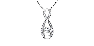 10K White Gold 0.18 cttw Diamond Pulse Pendant, 18"
