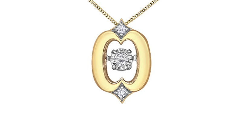 10K Yellow Gold 0.05cttw Diamond Pulse Pendant, 18"