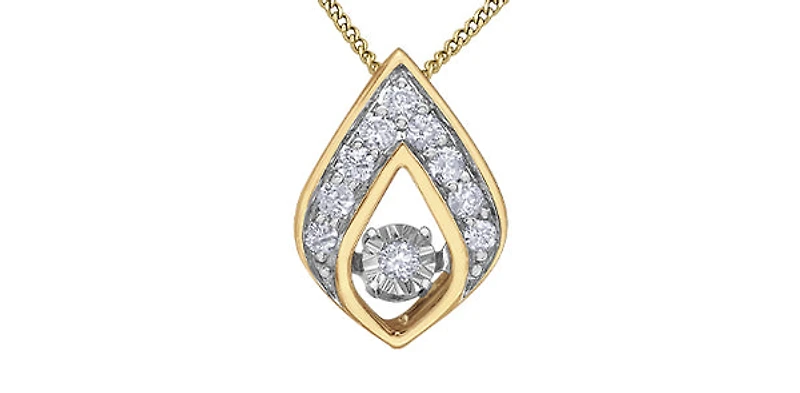 10K Yellow Gold 0.08cttw Diamond Pulse Necklace, 18"