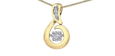 10K Yellow Gold 0.05 cttw Diamond Pulse Pendant