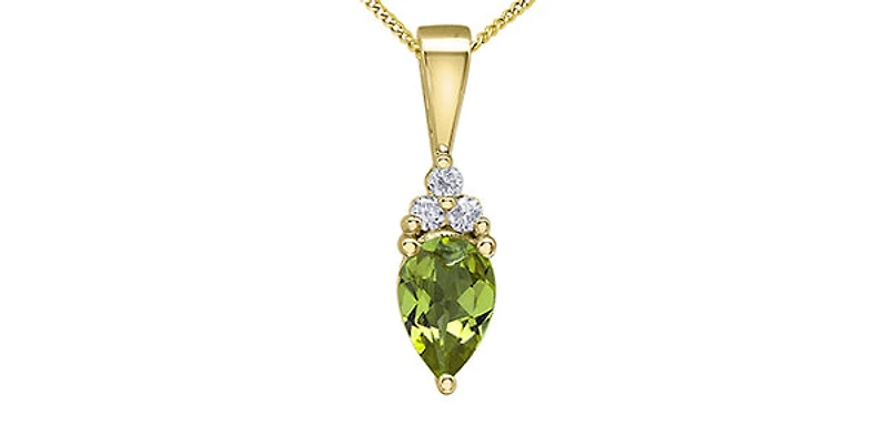 10K Yellow Gold Peridot and Diamond Necklace - 18 Inches