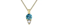 10K Yellow Gold Blue Topaz Necklace and Diamond Necklace