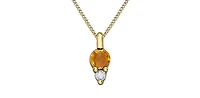 10K Yellow Gold Citrine and Diamond Pendant