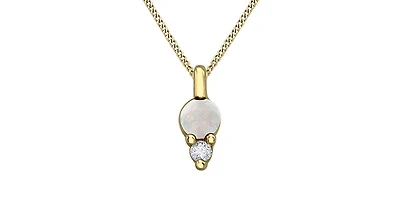 10K Yellow Gold Opal and Diamond Pendant