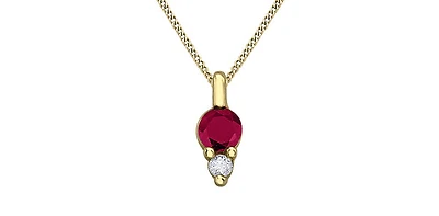 10K Yellow Gold Ruby and Diamond Necklace, 18"