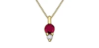 10K Yellow Gold Ruby and Diamond Necklace, 18"