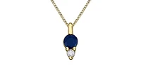 10K Yellow Gold 3mm Sapphire and Diamond Pendant - 18 inches