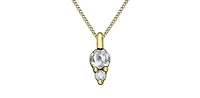 10K Yellow Gold 3mm Round Cut White Topaz Birthstone Pendant - 18 Inches