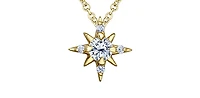 14K Yellow Gold 0.16cttw Diamond Star Necklace, 18"