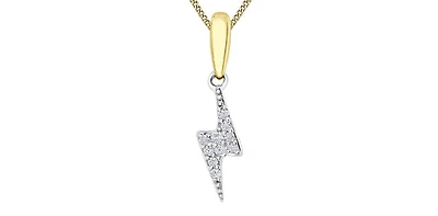 10K White & Yellow Gold 0.04cttw Diamond Lightning Bolt Pendant