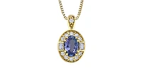 10K Yellow Gold Genuine Tanzanite, White Sapphire & Diamond Pendant - 18"