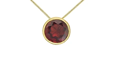 10K Yellow Gold 5mm Genuine Garnet Pendant, 18"