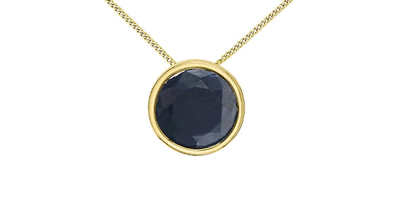 10K Yellow Gold 5mm Genuine Sapphire Pendant, 18"