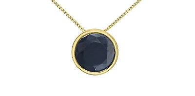 10K Yellow Gold 5mm Genuine Sapphire Pendant, 18"