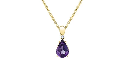 10K Yellow Gold Amethyst and Canadian Diamond Pendant
