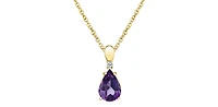 10K Yellow Gold Amethyst and Canadian Diamond Pendant