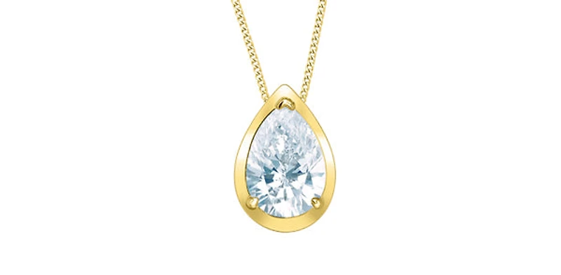 10K Yellow Gold 0.50cttw Pear Cut Lab Grown Diamond Necklace - 18 Inches