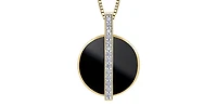 10K Yellow Gold Onyx and Diamond Necklace