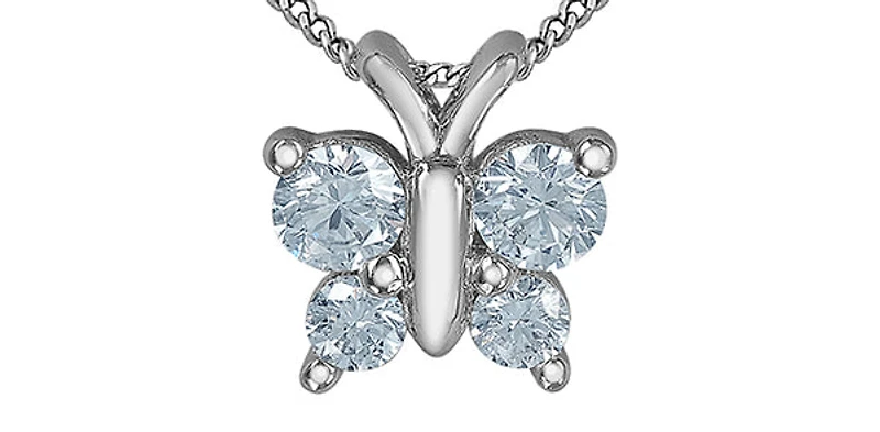 10K White Gold 0.34cttw Lab Grown Diamond Butterfly Necklace - 18 Inches