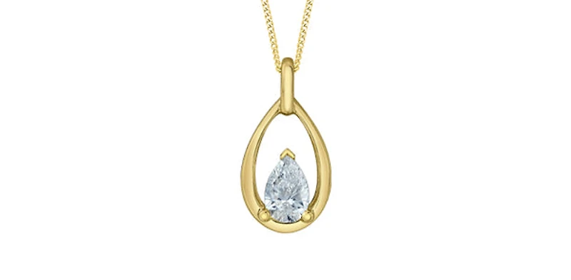 10K Yellow Gold 0.30cttw Pear Cut Lab Grown Diamond Necklace - 18 Inches