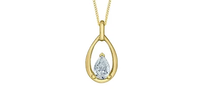 10K Yellow Gold 0.30cttw Pear Cut Lab Grown Diamond Necklace - 18 Inches