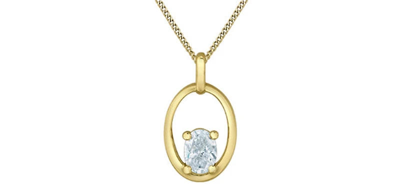 10K Yellow Gold 0.30cttw Oval Cut Lab Grown Diamond Necklace - 18 Inches