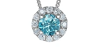 10K White Gold 0.33cttw Blue Lab Grown Diamond Halo Necklace - 18 Inches