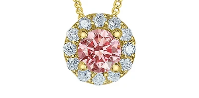 10K Yellow Gold 0.33cttw Pink Lab Grown Diamond Necklace - 18 Inches