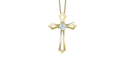 10K Yellow Gold 0.20cttw Lab Grown Diamond Cross Necklace - 18 Inches