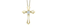 10K Yellow Gold 0.20cttw Lab Grown Diamond Cross Necklace - 18 Inches