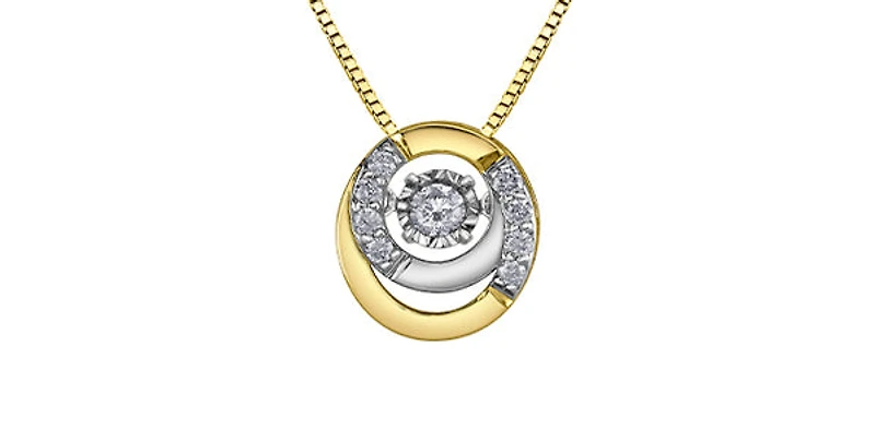 10K Yellow Gold and White Gold Pulse Diamond Necklace
