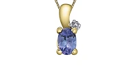 10K Yellow Gold Tanzanite and Diamond Necklace, 18"