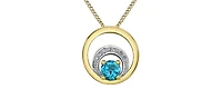 10K Yellow Gold Blue Topaz and Diamond Necklace