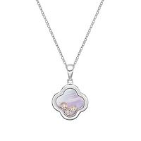 10K White Gold Floating Four-leaf Diamond Pendant