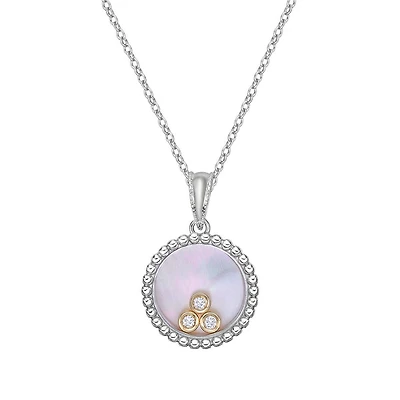 10K White Gold Floating Three-Diamond Pendant