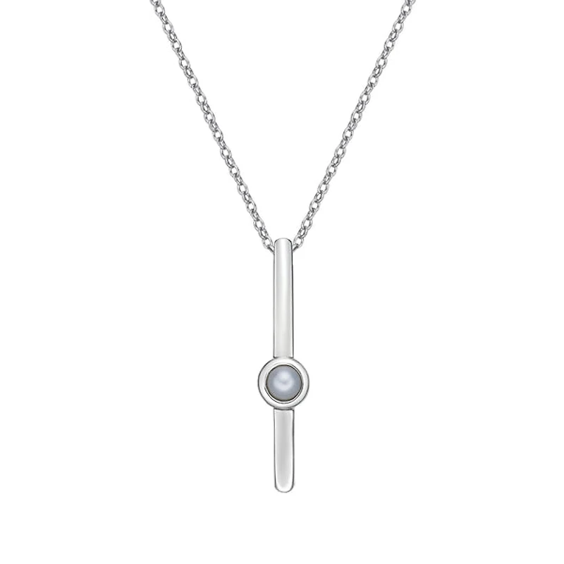 10K White Gold Bezel-set Freshwater Pearl pendant (no chain)