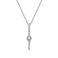 10K White Gold Bezel-set Freshwater Pearl pendant with diamonds (no chain).