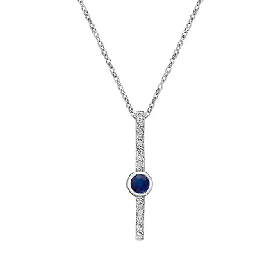 10K Gold Bezel-set Sapphire & Diamond pendant (no chain