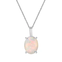 10K White Gold Prong-set White Opal Pendant
