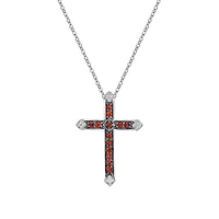 10K White Gold Ruby & diamond cross pendant