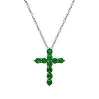10K White Gold Emerald cross pendant